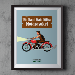 plakat af en mand på en motorcykel